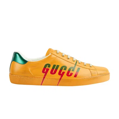 Pre-owned Gucci Ace ' Blade - Distressed Yellow' | Men's Size 8