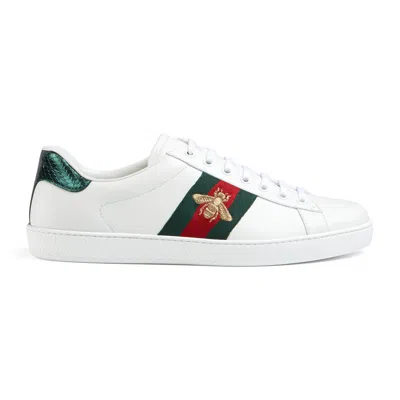 Gucci Men's New Ace Embroidered Low-top Sneakers In Bianco