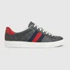 Gucci Gg Supreme Fabric Sneakers With Lateral Web Band In Black