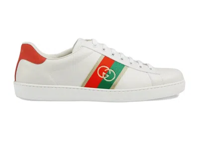 Pre-owned Gucci Ace Interlocking Gg (women's) Sneakers In White/red/green