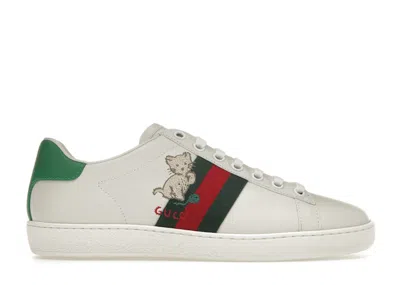 Pre-owned Gucci Ace Kitten (women's) Sneakers In White/green/red
