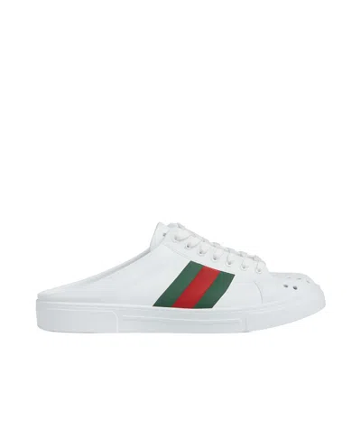 Gucci Ace Lace-up Muller Shoes In White