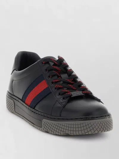 Gucci Ace Lace Up Sneakers Web Detail In Gray