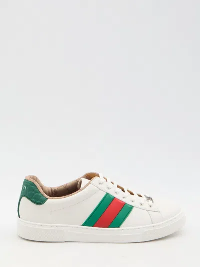 GUCCI GUCCI ACE LEATHER LOW-TOP SNEAKERS