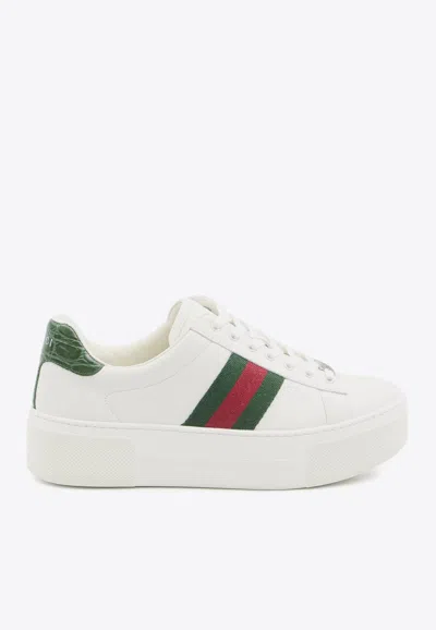 Gucci Ace Leather Low-top Sneakers In White