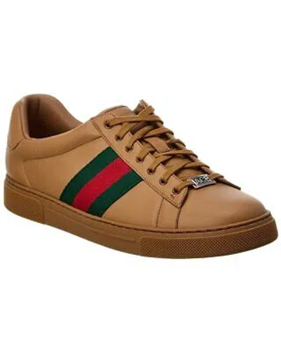 Pre-owned Gucci Ace Leather Sneaker Men's Brown 7