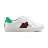 Gucci White New Ace Velcro Leather Sneakers In Weiss