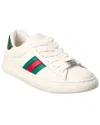 Gucci Ace Web Mixed Leather Sneakers In White