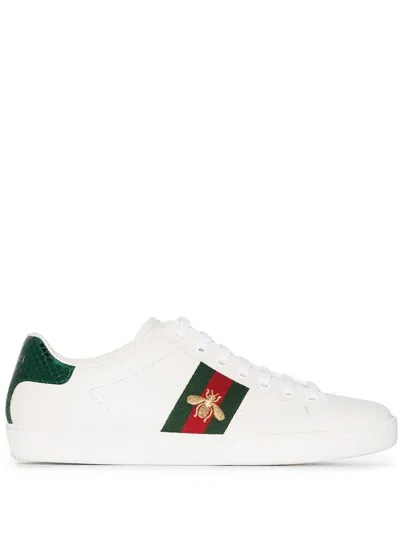 Gucci Ace Leather Sneakers In White