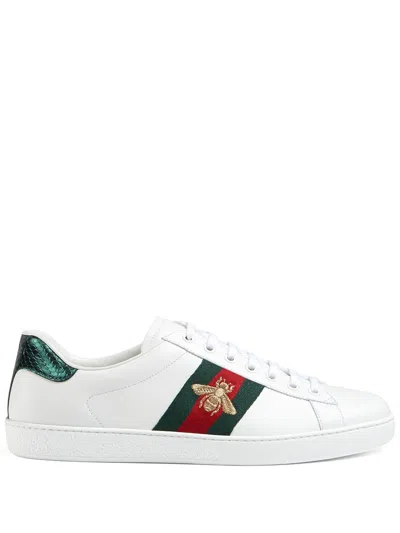 Gucci Ace Leather Sneakers In White