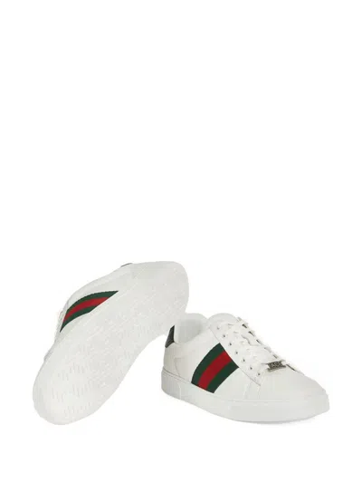 Gucci Ace Leather Sneakers In White