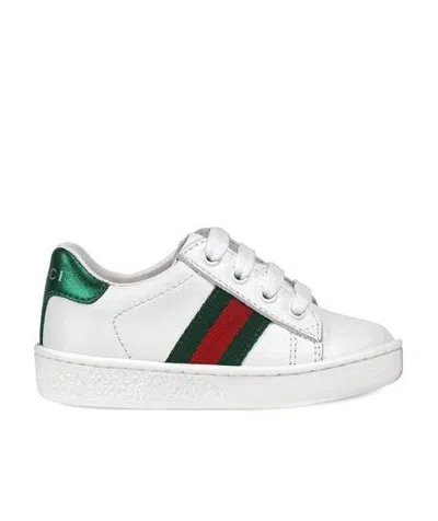 Gucci Ace Leather Sneakers In White