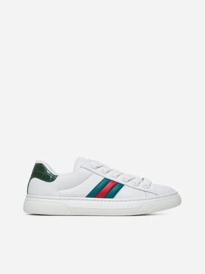Gucci Ace Trainers In White,green