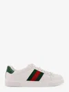 Gucci Leather Ace Sneakers Studded Heel Perforated Upper Rubber Sole In White