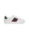 Gucci Ace Leather Sneakers With Lateral Web Band In Multi