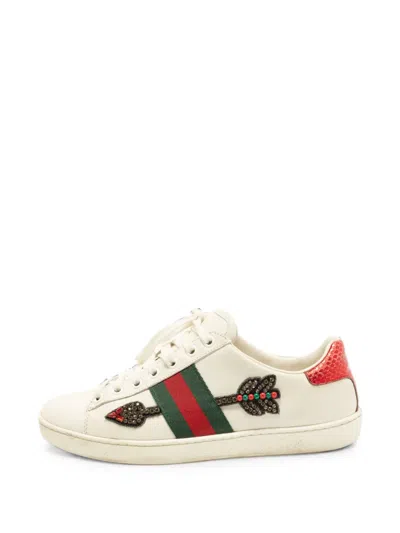 Pre-owned Gucci Ace Low-top Sneakers In White