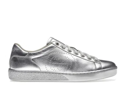Pre-owned Gucci Ace Metallic (women's) Sneakers In Silver