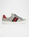 Gucci Ace Monogram Canvas Low-top Sneakers In 4049 Midnight Blue