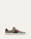 Gucci Ace Gg Supreme Bee-print Monogrammed Sneakers In Beige Ebony