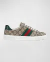 Gucci Ace Monogram Canvas Low-top Sneakers In Multi