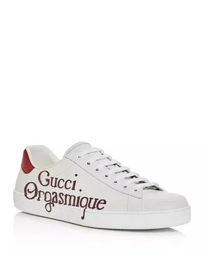 Pre-owned Gucci Ace Orgasmique Sneakers White Size  9 Us 10 Rare