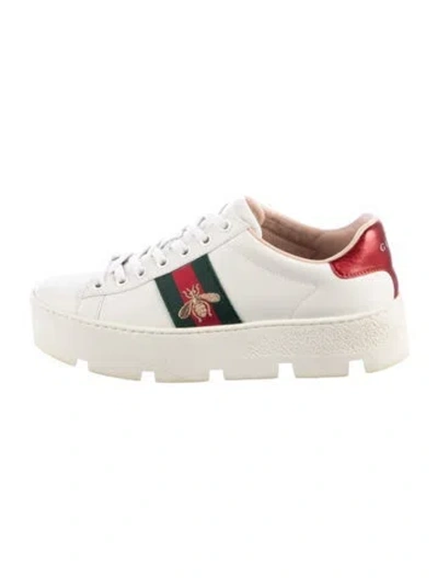 Pre-owned Gucci Ace Platform Sneakers In White
