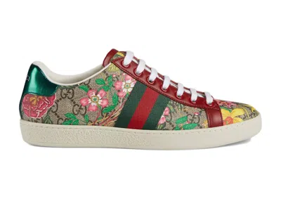 Pre-owned Gucci Ace Red Gg Supreme (women's) Sneakers In Beige In Sand