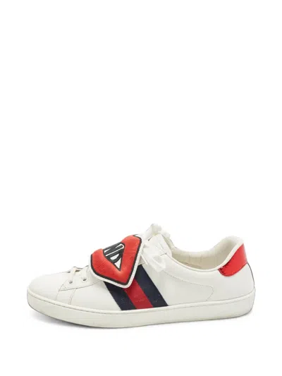 Pre-owned Gucci Ace Removable-patch Sneakers In 白色