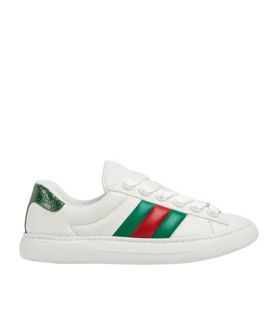 Gucci Web Detailed Ace Sneakers In White