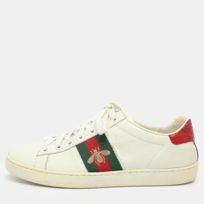 Pre-owned Gucci Ace Size 37 White Leather Low Top Sneakers