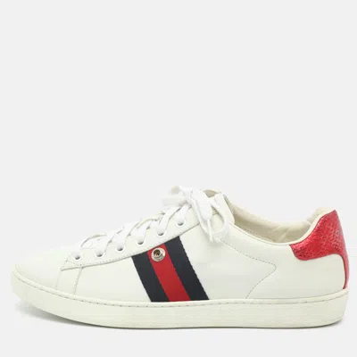 Pre-owned Gucci Ace Size 39 White Leather Low Top Sneakers
