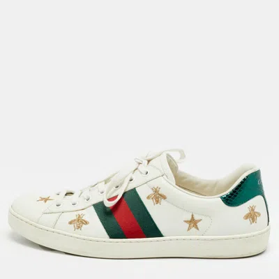 Pre-owned Gucci Ace Size 43 White Leather Lace Up Sneakers