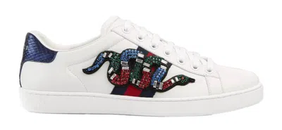 Pre-owned Gucci Ace Snake (women's) Sneakers In White