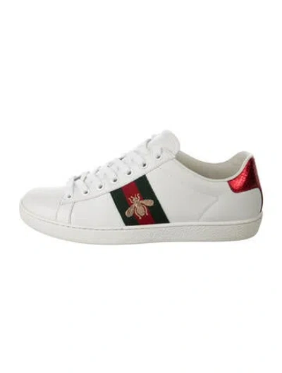 Pre-owned Gucci Ace Sneaker With Bee Sneakers In Metallic/white