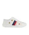 Gucci Ace Sneaker With Bees And Stars In White