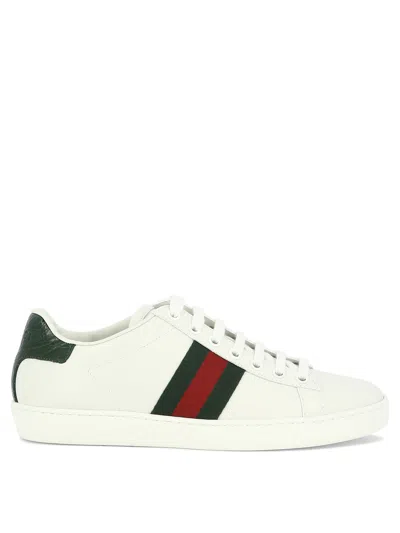 Gucci Ace Embroidered Leather Sneaker In White