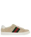 Gucci Ace Low-top Sneakers In Beige