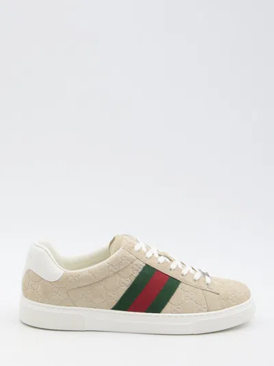 Gucci Ace Herrensneaker Mit Web In Grey