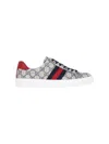 Gucci Ace Monogram Canvas Low-top Sneakers In Gray