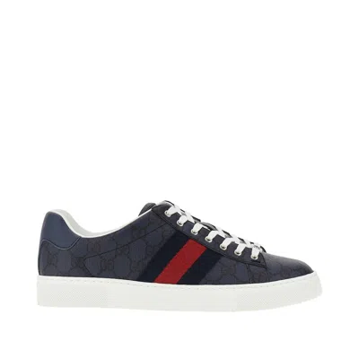 Gucci 'ace' Sneakers In Gg Supreme Fabric In Blue