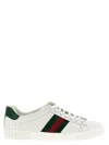 Gucci Ace Leather Sneakers With Lateral Web Band In Multi