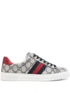 Gucci Ace Monogram Canvas Low-top Sneakers In Neutrals