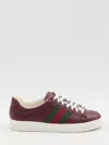 Gucci Ace Sneakers Leather Contrasting Stripes In Red