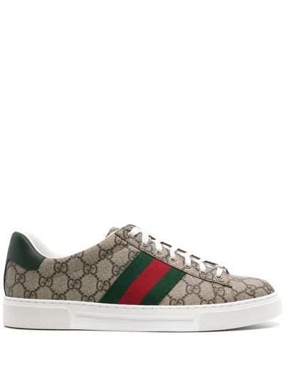Gucci Man Beige Sneakers In Ebony Beige