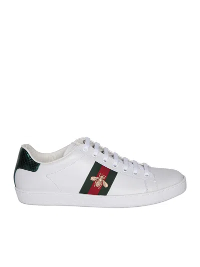 Gucci Ace Trainers With Bee In White
