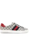 Gucci Ace Sneakers With Web In Gray