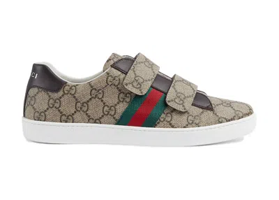 Pre-owned Gucci Ace Strap Sneaker Beige Ebony (teen) Sneakers In 463091 Facyf 9753 In Purple