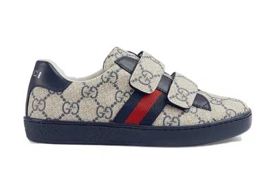 Pre-owned Gucci Ace Strap Sneaker Blue Grey (kids) Sneakers In 463090 Facyf 4055 In Purple