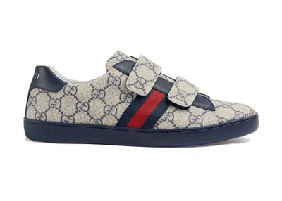 Pre-owned Gucci Ace Strap Sneaker Blue Grey (teen) Sneakers In 463091 Facyf 4055 In Purple