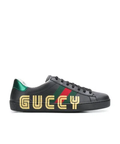 Gucci Ace Striped Casual Sneakers In Black